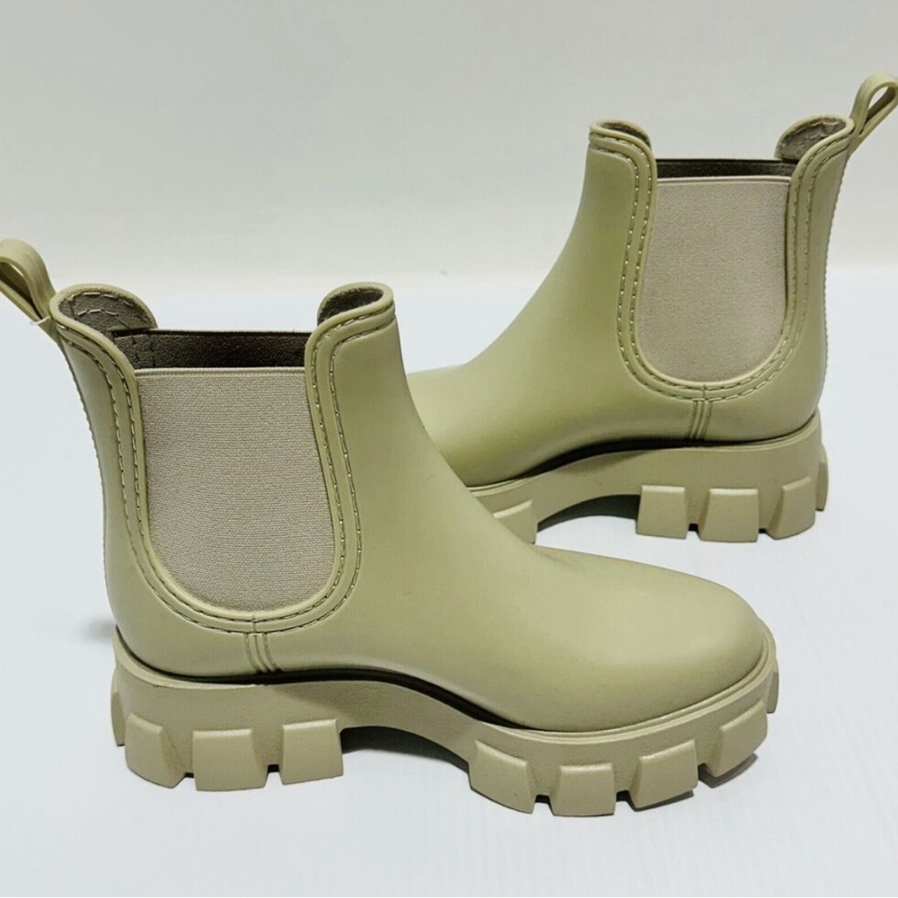 Jeffrey Campbell Cream Ankle Boots with Chunky Sole